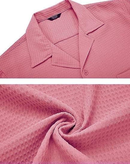 Men's Knit Stylish Half Sleeve Shirt Pink.