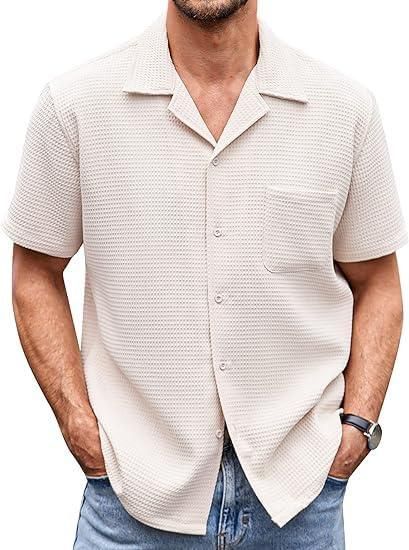 Men's Knit Stylish Half Sleeve Shirt Beige.