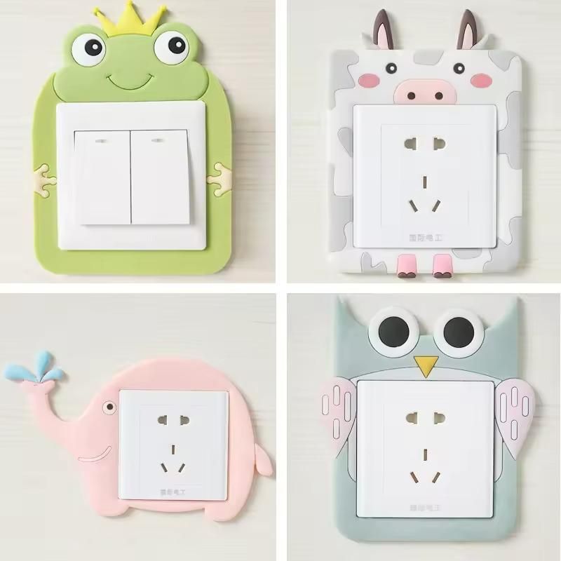 Cute Cartoon Power Socket Stickers Assorted Color (Pack of 2).