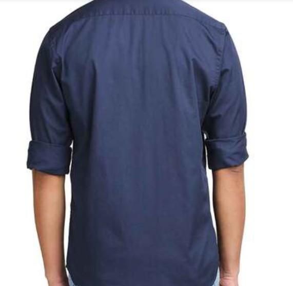 Men's Solid Satin Stylish Casual Shirt Navy Blue.