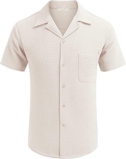 Men's Knit Stylish Half Sleeve Shirt Beige.